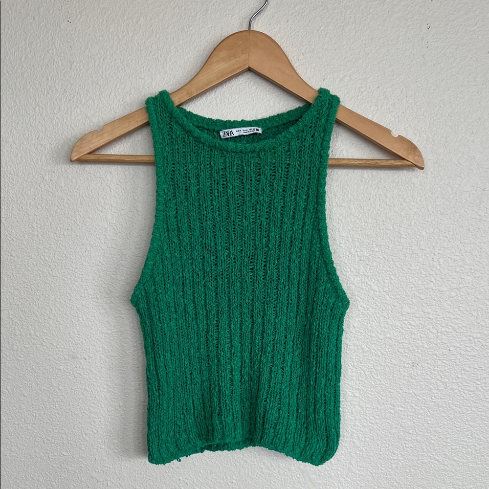 Zara Vibrant Green Sleeveless Knit Top